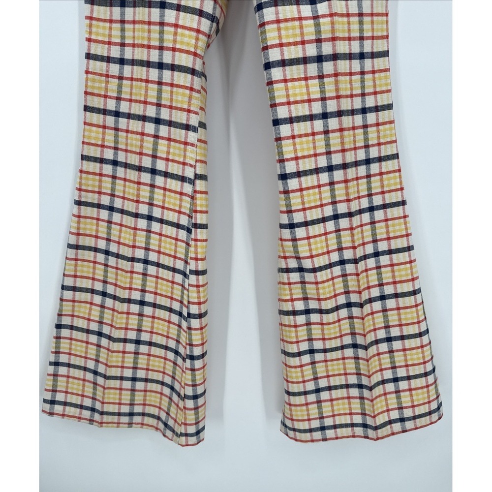 Vintage Maverick Womens 70's Plaid Woven Bell Bottom Pants Size 25x31 Retro USA - Picture 3 of 13